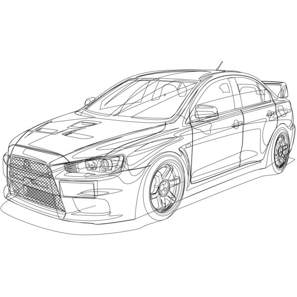 Mitsubishi Evo 10 Black Wire Frame Cropped Thumbnail