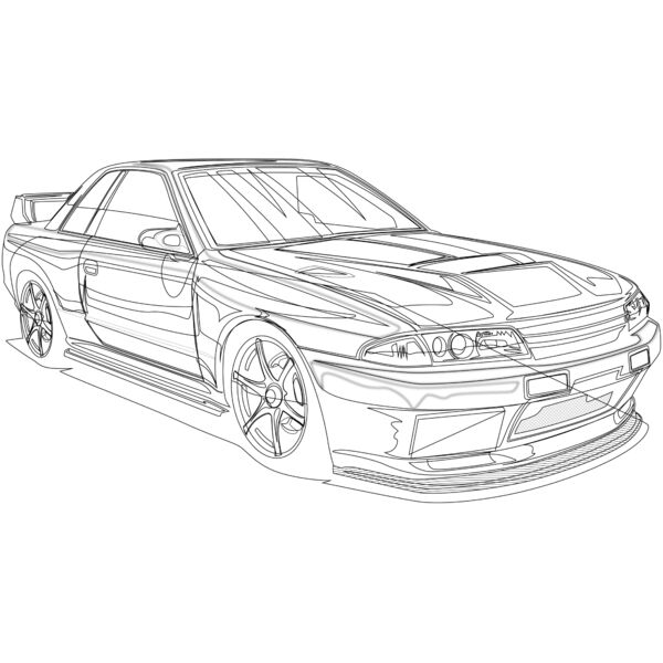 Nissan GTR R32 Black Wire Frame Cropped Thumbnail